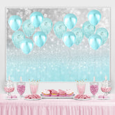 Lofaris Cyan Glitter Balloon Bokeh Backdrop for Birthday Party